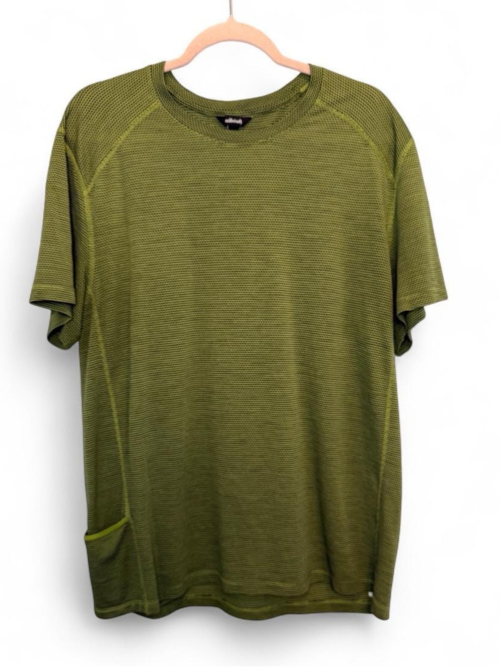 Allbirds Men’s Natural Run Short Sleeve Tee Olive Green XL Breathable Wool Blend